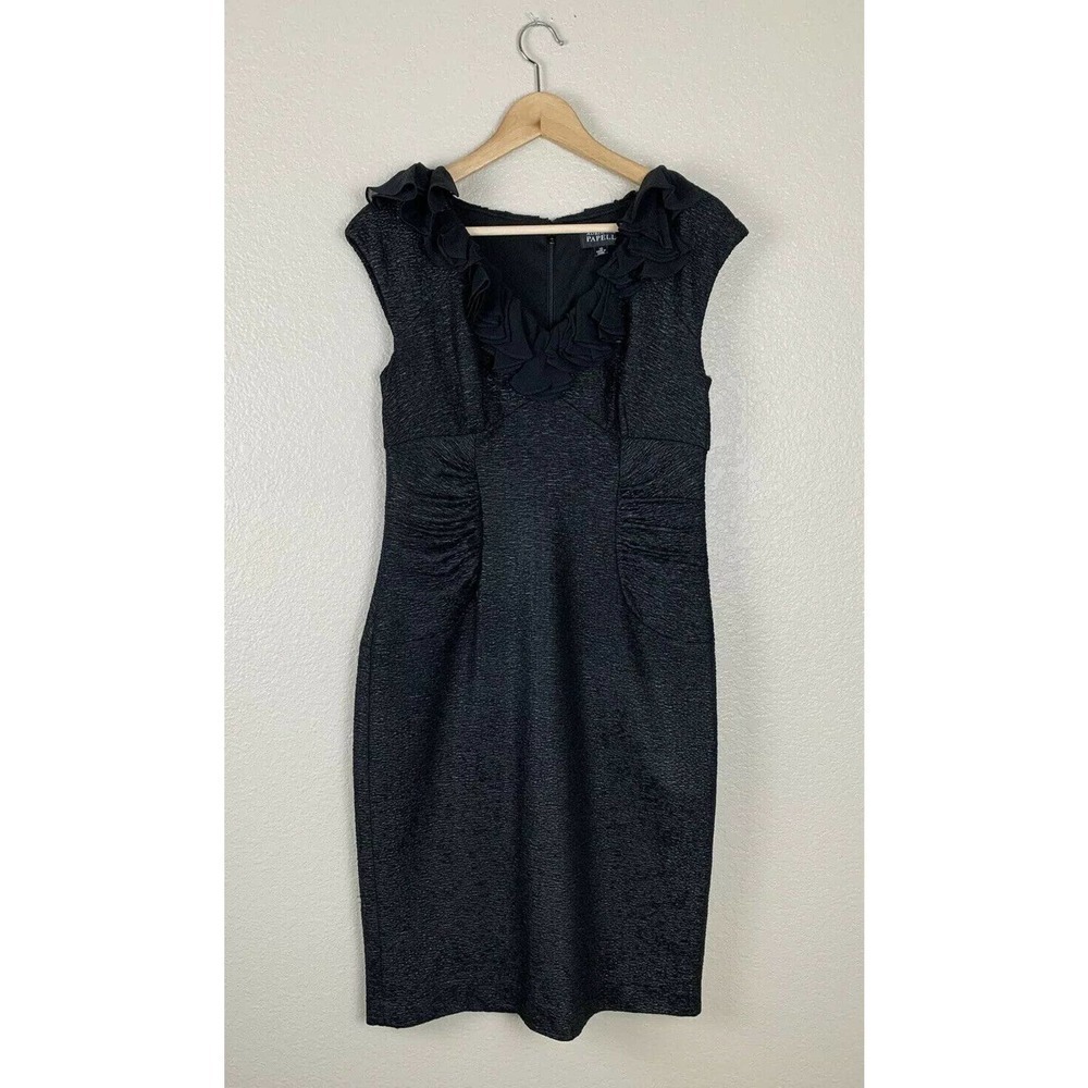 Adrianna Papell Black Textured Sheath Dress